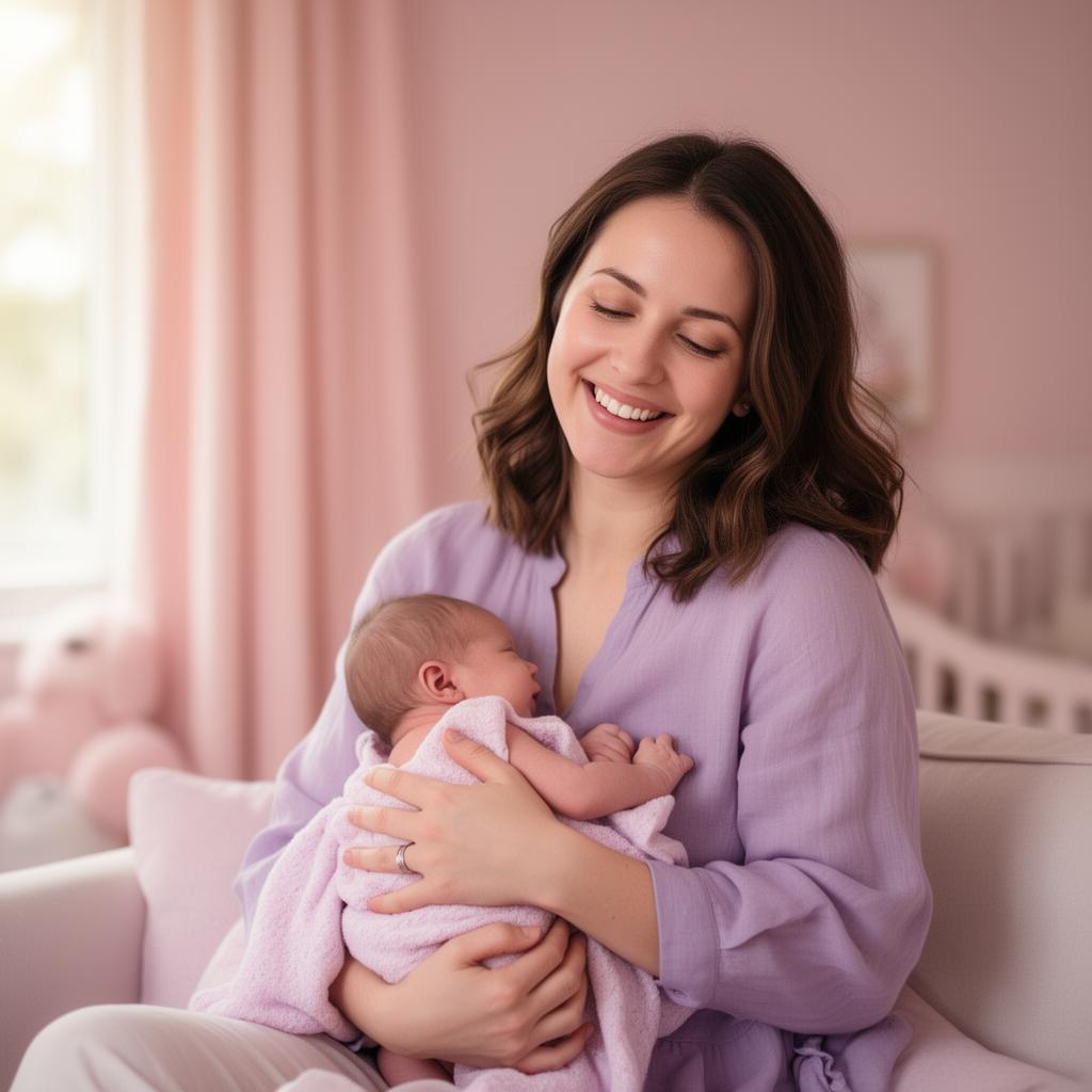Mother gently holding her baby